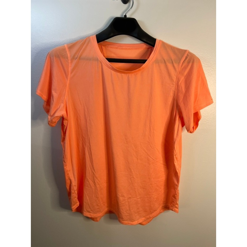 Kirkland Signature Womens Neon Orange Mesh Back Activewear Tee Short Sleeve L